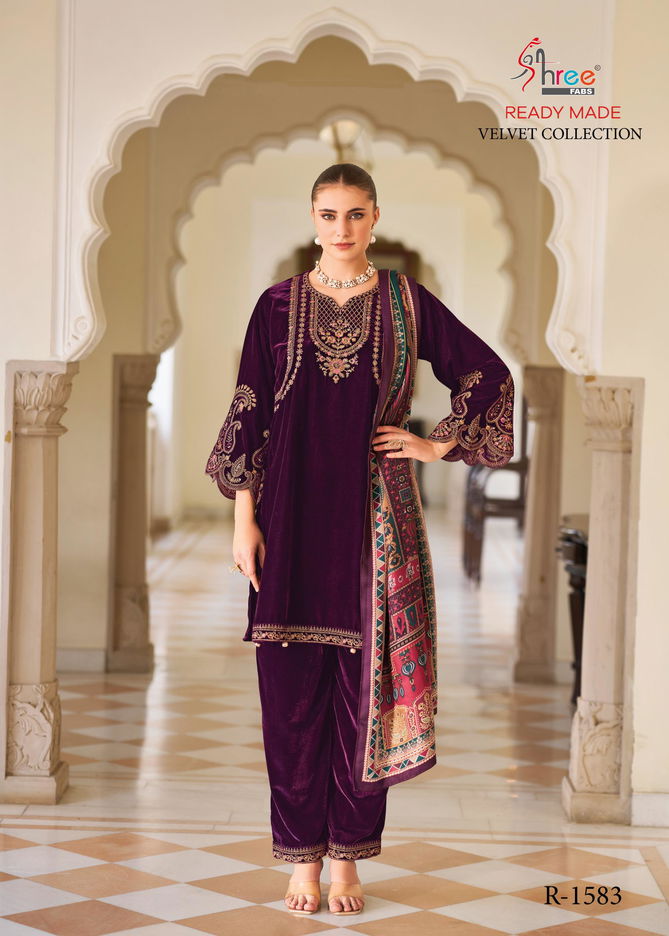 R 1583 Shree Winter Wear Velvet Pakistani Readymade Suits Wholesale Shop In Surat 